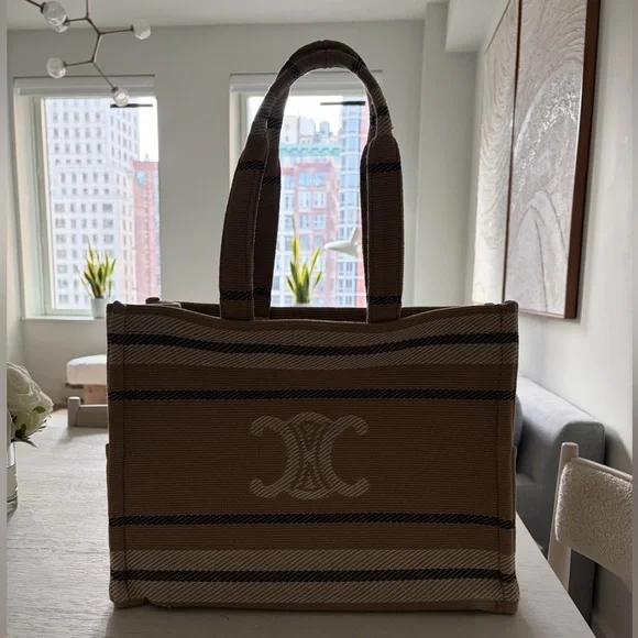 CELINE Jacquard Striped Large Cabas Thais - Picture 6 of 8